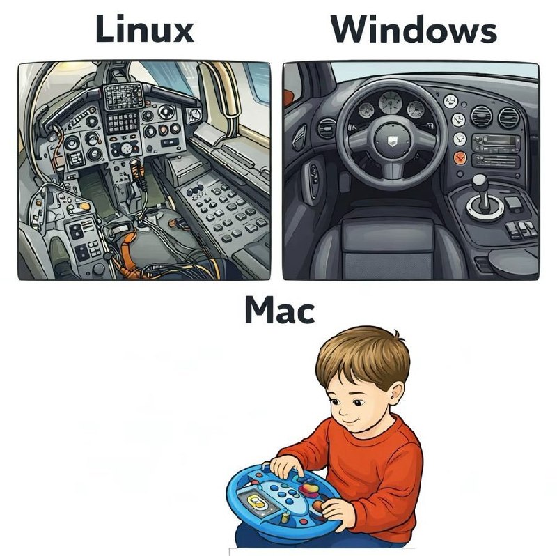 rrrain: jandan.net/t/6131144OO: 128 XX: 22斩首师: 说穿了Mac就是苹果有钱给你做一个完善的傻瓜壳，剥开壳都走POSIX命令行的话和Linux区别也不是很大OO: 60, XX: 4零下伊度: Mac好歹是正统进化，windows才是真另类OO: 44, XX: 2迷失二号机: windows 那张汽车内饰来自第一代道奇蝰蛇，是出了名的寡妇制造机，号称提车当天事故率 40%